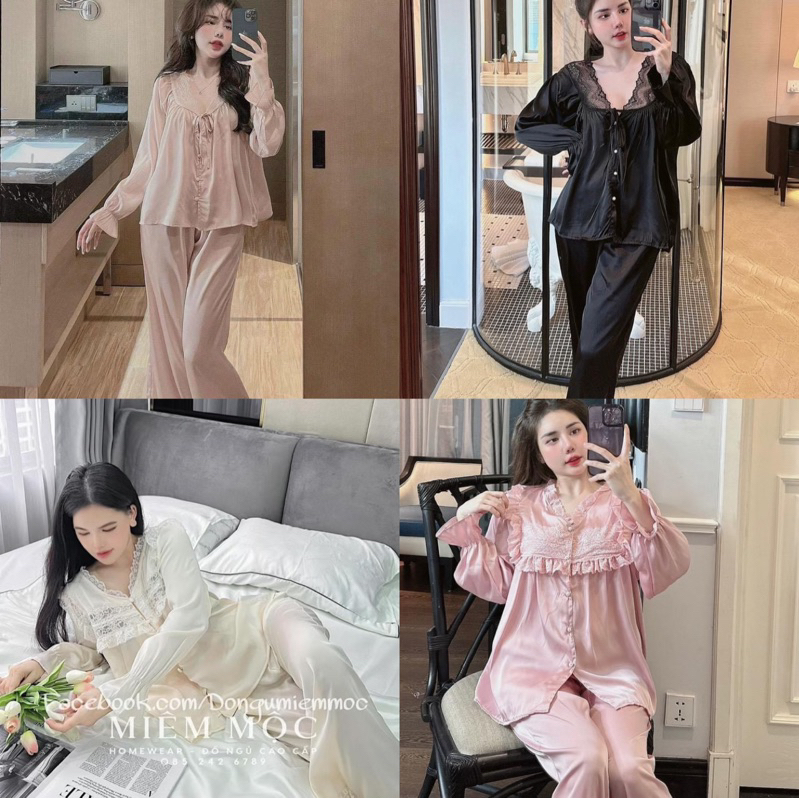 Bộ Pyjama Nữ Tay dài Họa Tiết Chất Lụa Xước hàng Loại 1