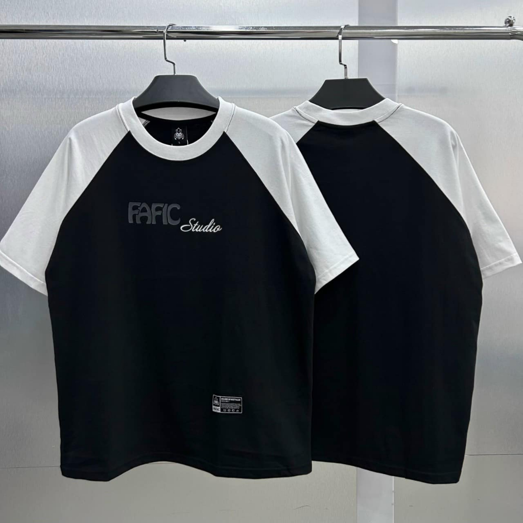Áo thun form rộng tay raplang phong cách unisex basic chữ in Fafic (kèm ảnh thật shop chụp )