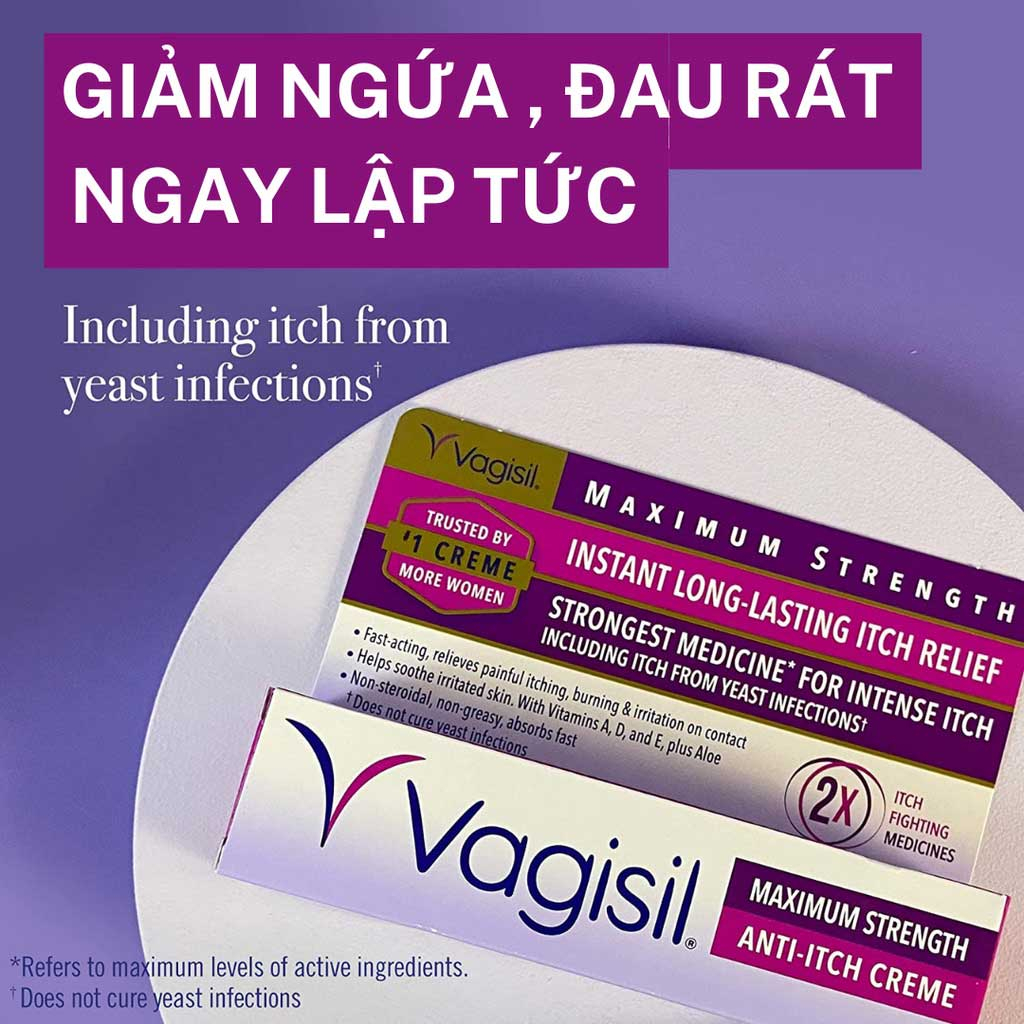 Vagisil - Kem dưỡng ẩm và giảm ngứa vùng kín Vagisil  Regular, Sensitive và Maximum Strength 28g - Hàng nhập Mỹ