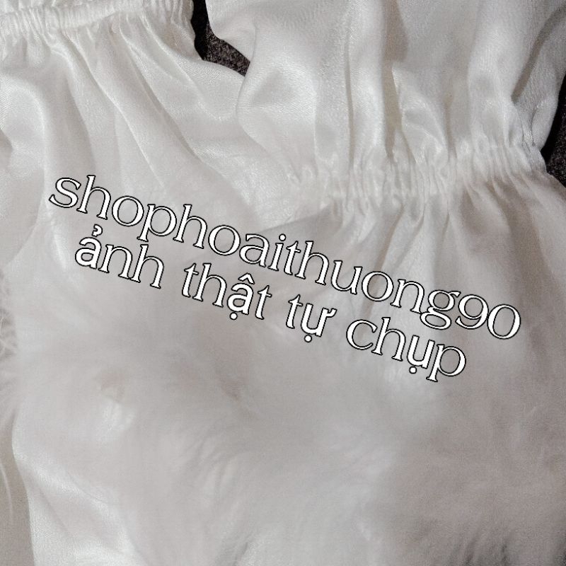 Jum lụa tay dài phối lông vũ loại đẹp ( ảnh sàn tự chụp )