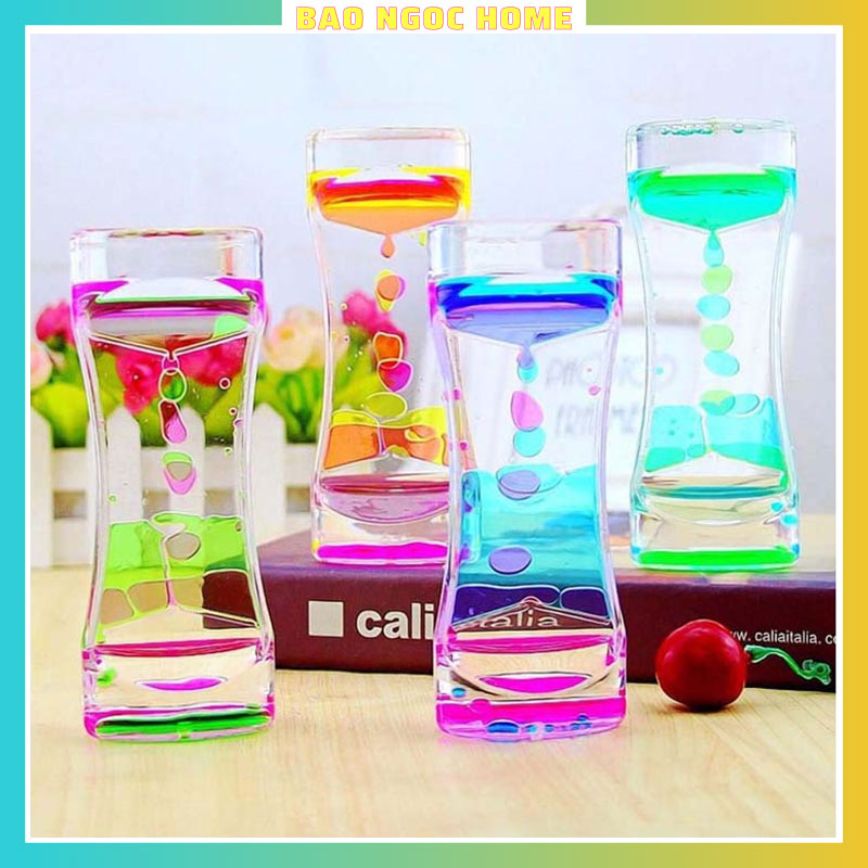 Đồng Hồ Cát Đồng Hồ Ngưng Đọng Chất Lỏng 3D Trang Trí Bàn Học Bàn Làm Việc Siêu Đẹp