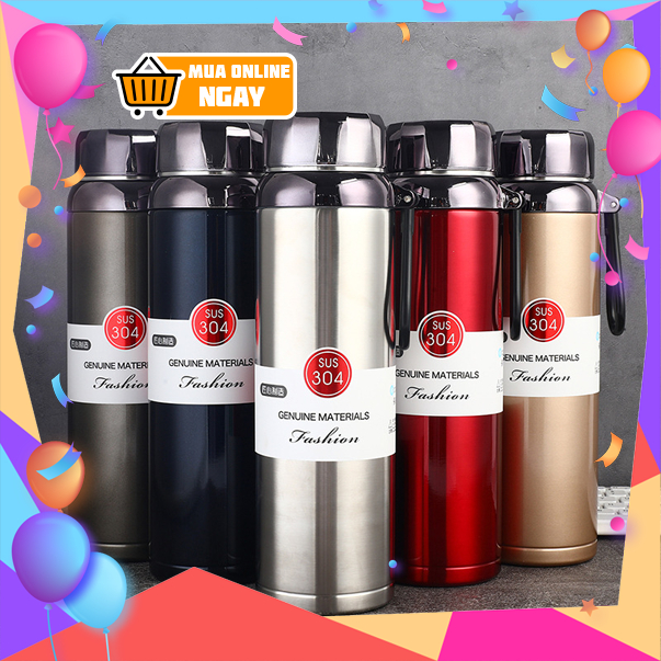 Bình Giữ Nhiệt Inox 304 FASHION Cao Cấp 4 Lớp Có Nắp Lọc Trà Lõi Thép Không Gỉ Happy Home 1977