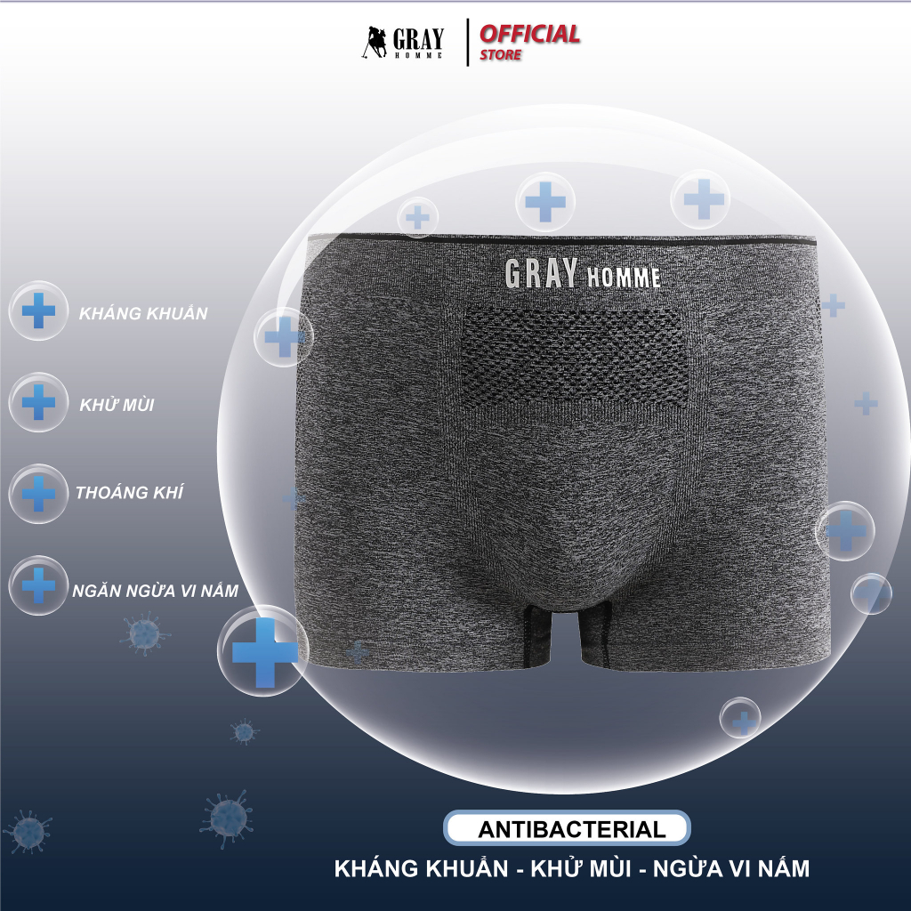 COMBO 3 Quần sịp đùi Boxer nam GRSIMPLE vải dệt kim kháng khuẩn thấm hút cao cấp thông hơi thoáng khí COMBO 3 UP101