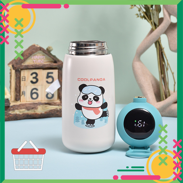 Bình giữ nhiệt mini siêu cute COOL PANDA có ống hút silicon 420ml bình nước giữ nhiệt Lights Decor 1977