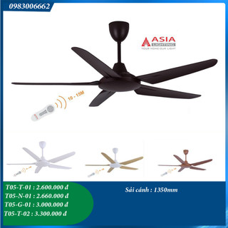 Quạt trần 5 cánh có điều khiển qt05 bảo hành 2 năm ................................................