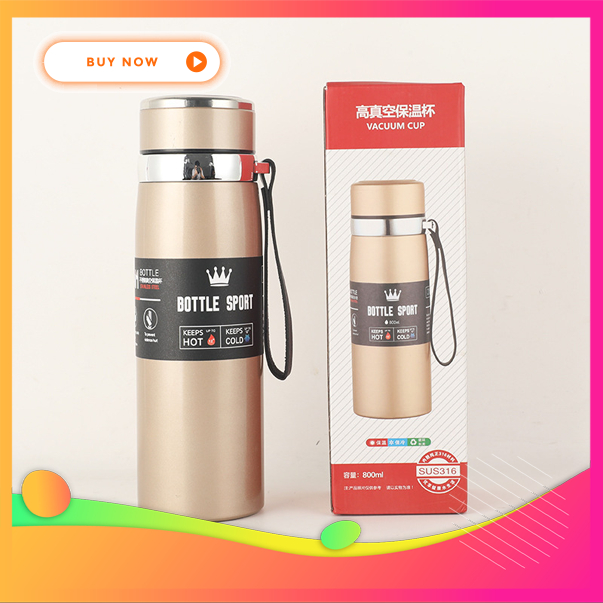 Bình Giữ Nhiệt + Cảm biến nhiệt độ Inox Bottle Sport 800ML-1000ML INOX Có Dây Xách Nano Tech 2077