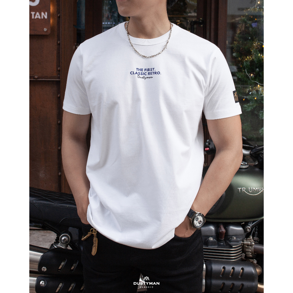 Áo Thun Nam In Hình Điểm Nhấn Trước Ngực DUSTYMAN - Vải 100% Cotton - Form Regular Fit - Retro