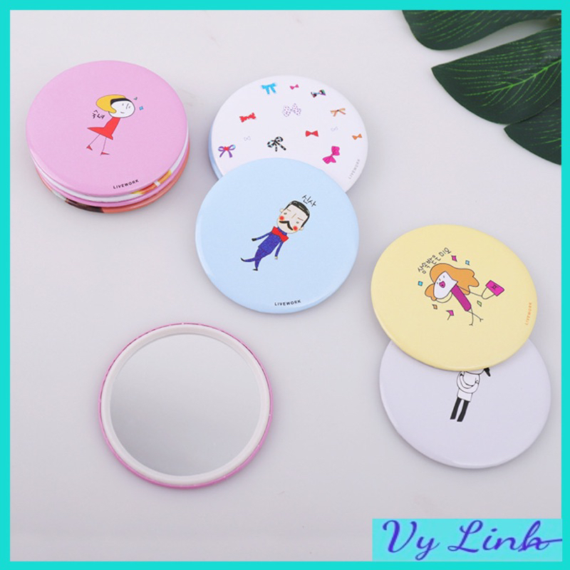 Gương mini cầm tay in hoạ tiết hàn quốc cute S005