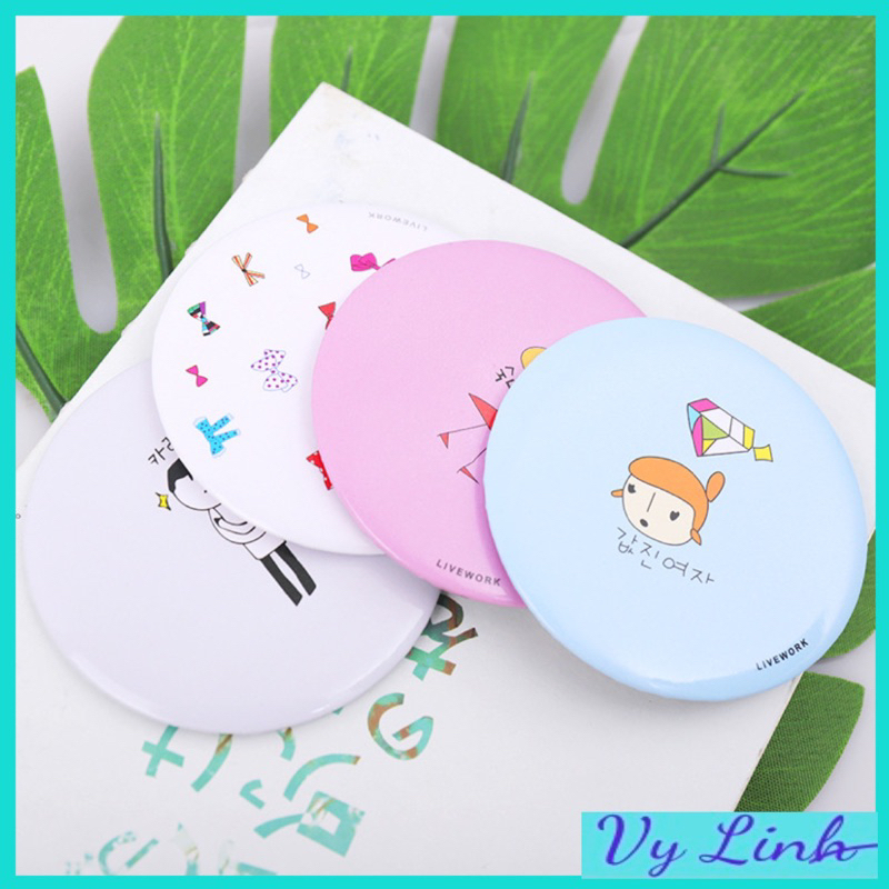 Gương mini cầm tay in hoạ tiết hàn quốc cute S005
