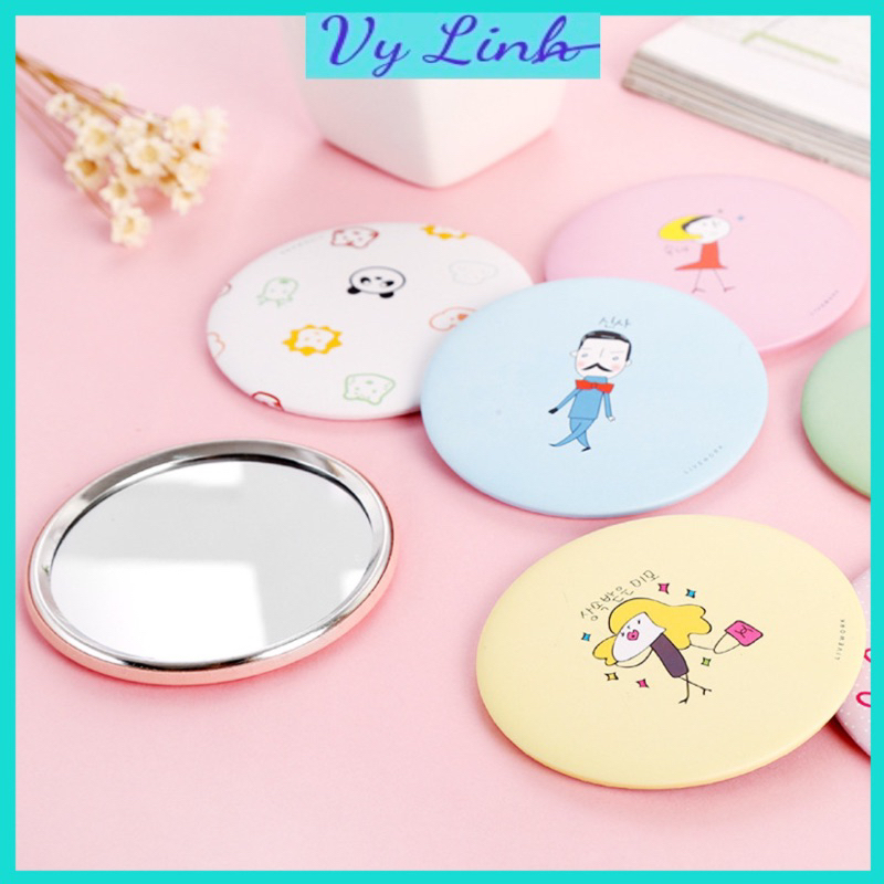 Gương mini cầm tay in hoạ tiết hàn quốc cute S005