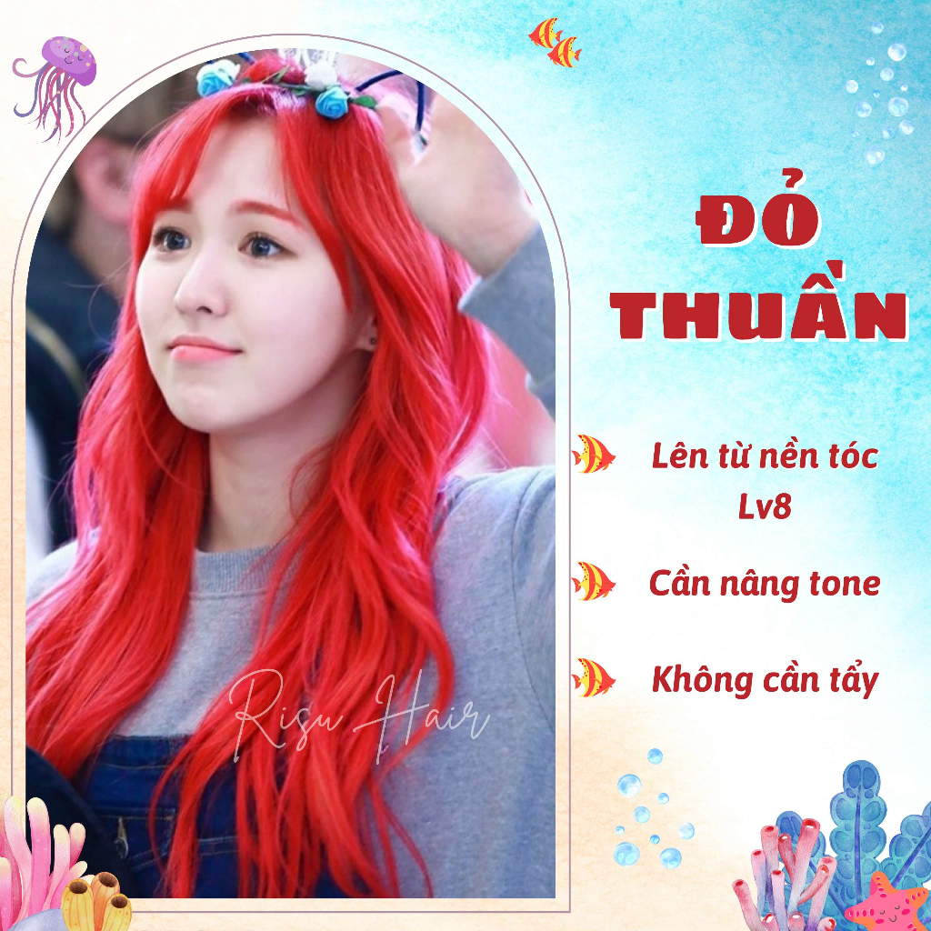 Thuốc Nhuộm Tóc Màu Đỏ Thuần, Không Tẩy - Risu Hair.