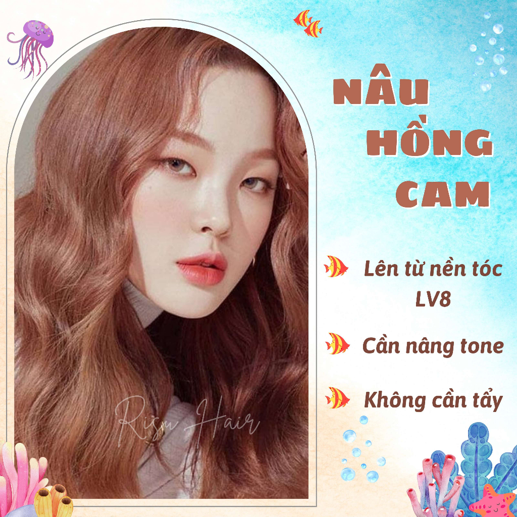 Thuốc Nhuộm Tóc Màu Nâu Hồng Cam - Risu Hair.