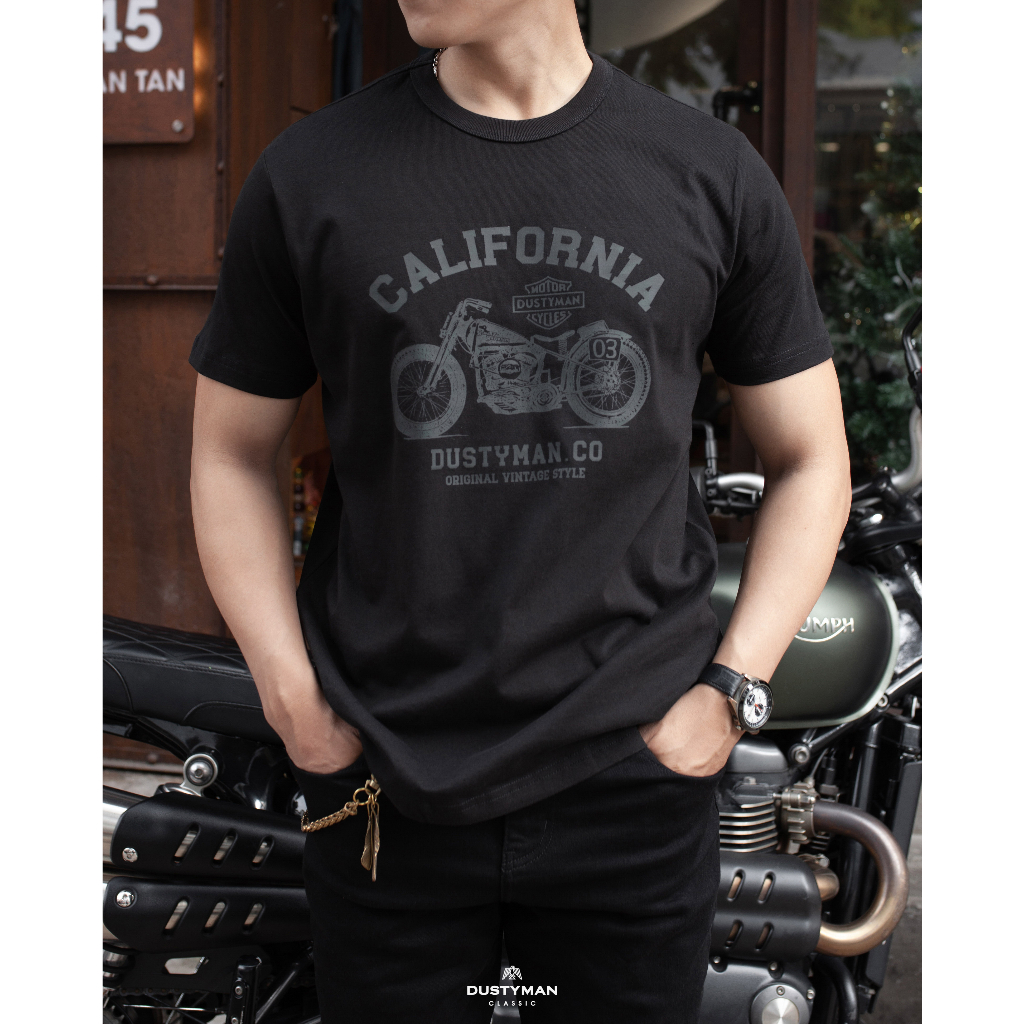 Áo Thun Nam In Hình Motor Cổ Điển DUSTYMAN - Vải 100% Cotton - Form Regular Fit - California