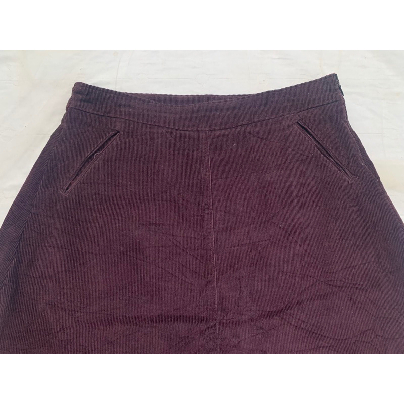 Chân váy chữ A V1304 size lớn cạp bản to chất nhung tăm không bạc 2hand Nhật si ảnh thật