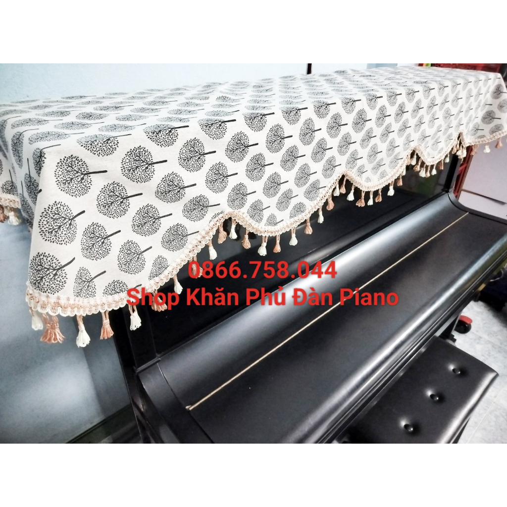 {⚡Sản phẩm có sẵn⚡} Khăn Phủ Đàn Piano Cơ Vải Canvas Cây Tài Lộc - CVS01
