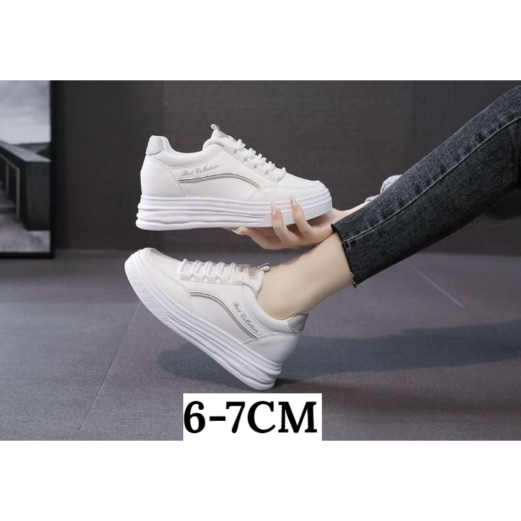 Giày độn đế nữ viền xanh-xám 2 màu cao cấp giày đế độn 7cm phong cách hàn quốc siêu êm chân