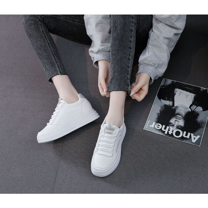 Giày độn đế nữ viền xanh-xám 2 màu cao cấp giày đế độn 7cm phong cách hàn quốc siêu êm chân