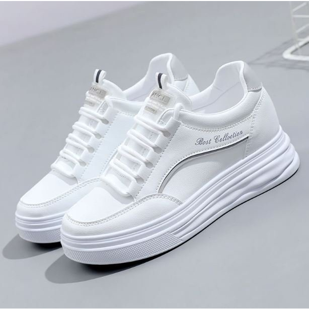 Giày độn đế nữ viền xanh-xám 2 màu cao cấp giày đế độn 7cm phong cách hàn quốc siêu êm chân