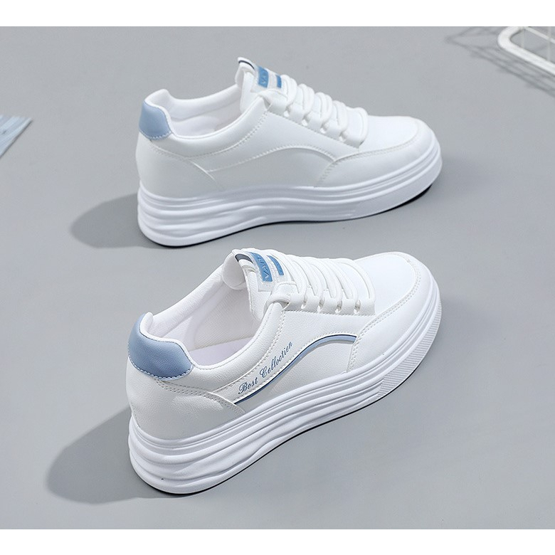 Giày độn đế nữ viền xanh-xám 2 màu cao cấp giày đế độn 7cm phong cách hàn quốc siêu êm chân