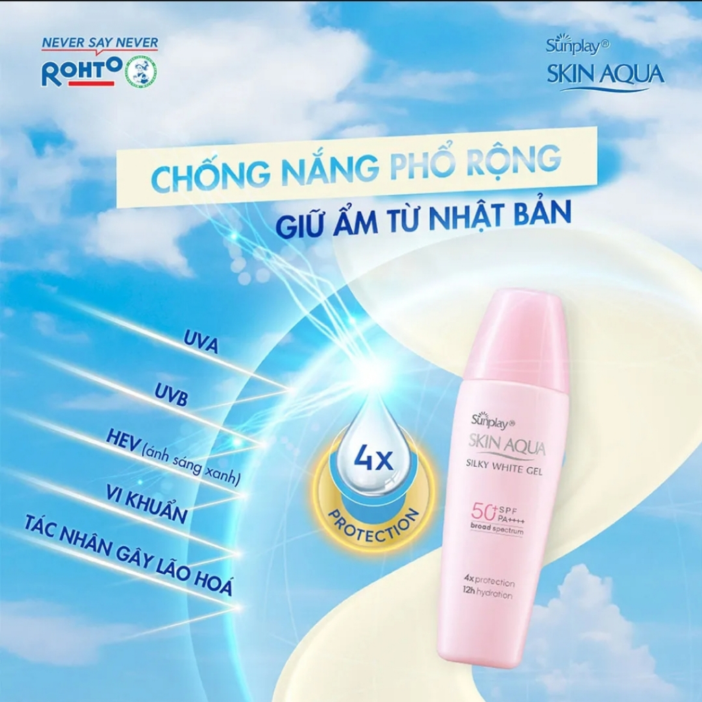 Gel chống nắng dưỡng da trắng mượt Sunplay Skin Aqua Silky White Gel SPF 50+, PA++++ 30g