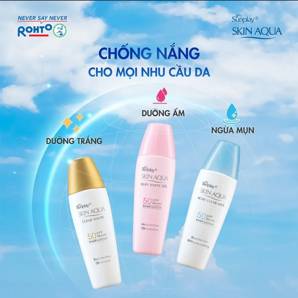 Sữa Chống Nắng Nắp Vàng Dưỡng Da Trắng Mịn Sunplay Skin Aqua Clear White SPF50+ PA++++ (25g/55g)