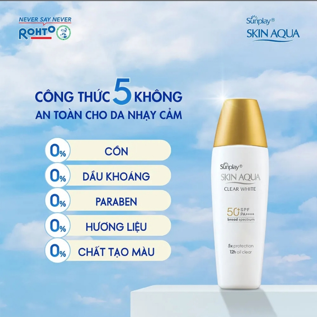 Sữa Chống Nắng Nắp Vàng Dưỡng Da Trắng Mịn Sunplay Skin Aqua Clear White SPF50+ PA++++ (25g/55g)