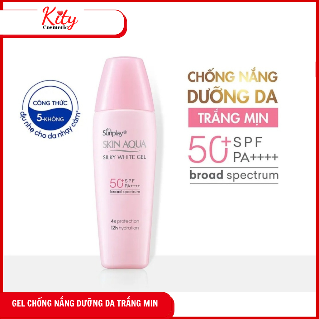 Gel chống nắng dưỡng da trắng mượt Sunplay Skin Aqua Silky White Gel SPF 50+, PA++++ 30g