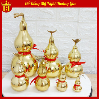 Hồ lô đồng trơn phong thủy tài lộc đúc nguyên khối 
