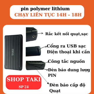 Phụ kiện rời PIN áo điều hoà TAKI chính hãng Nhật Bản, ion lithium 24000 mah, bảo hành 12 tháng ,Chạy 14 tiếng liên tục
