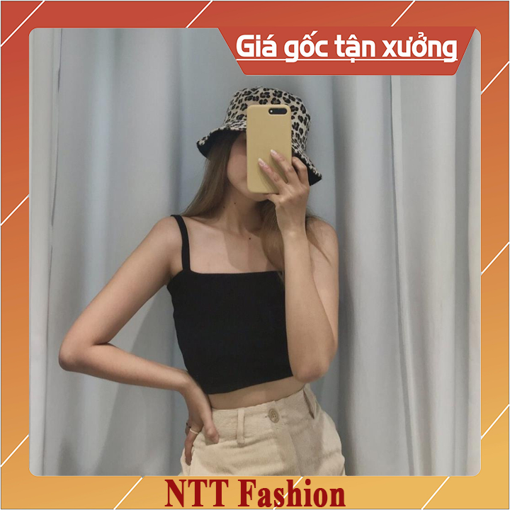 Áo thun nữ 2 dây croptop dáng ôm chiết eo vải cotton Bozip co giãn 4 chiều thoáng mát NTT223