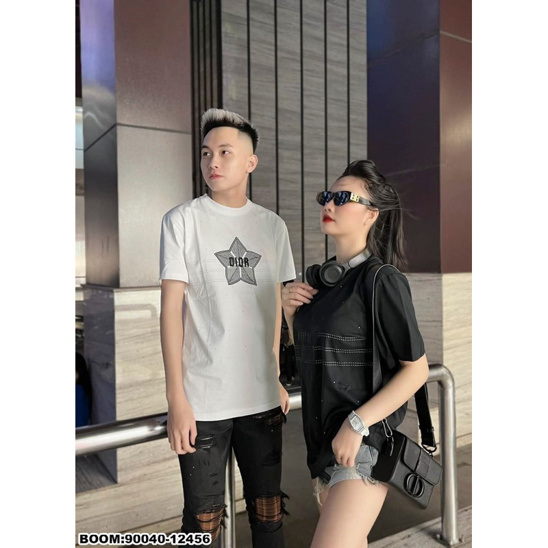 áo phông dior sao 5 cánh in ấn hai màu trắng đen siêu đẹp ( ảnh thật )