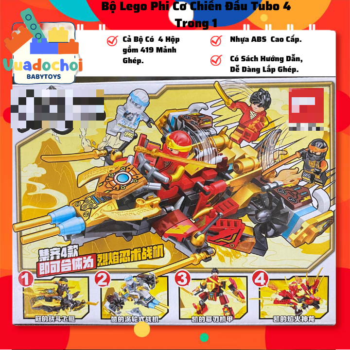 Lego Phi Cơ Chiến Đấu Turbo 4 In 1, Bộ Lắp Ráp Lego 419 Chi Tiết