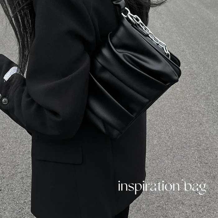 Túi Đeo Vai Nữ Tinh Tế Nữ Tính Thiết Kế Sóng Phong Cách Tối Giản Da PU Phối Màu Đen/Trắng BleuZ - INSPIRATION Bag