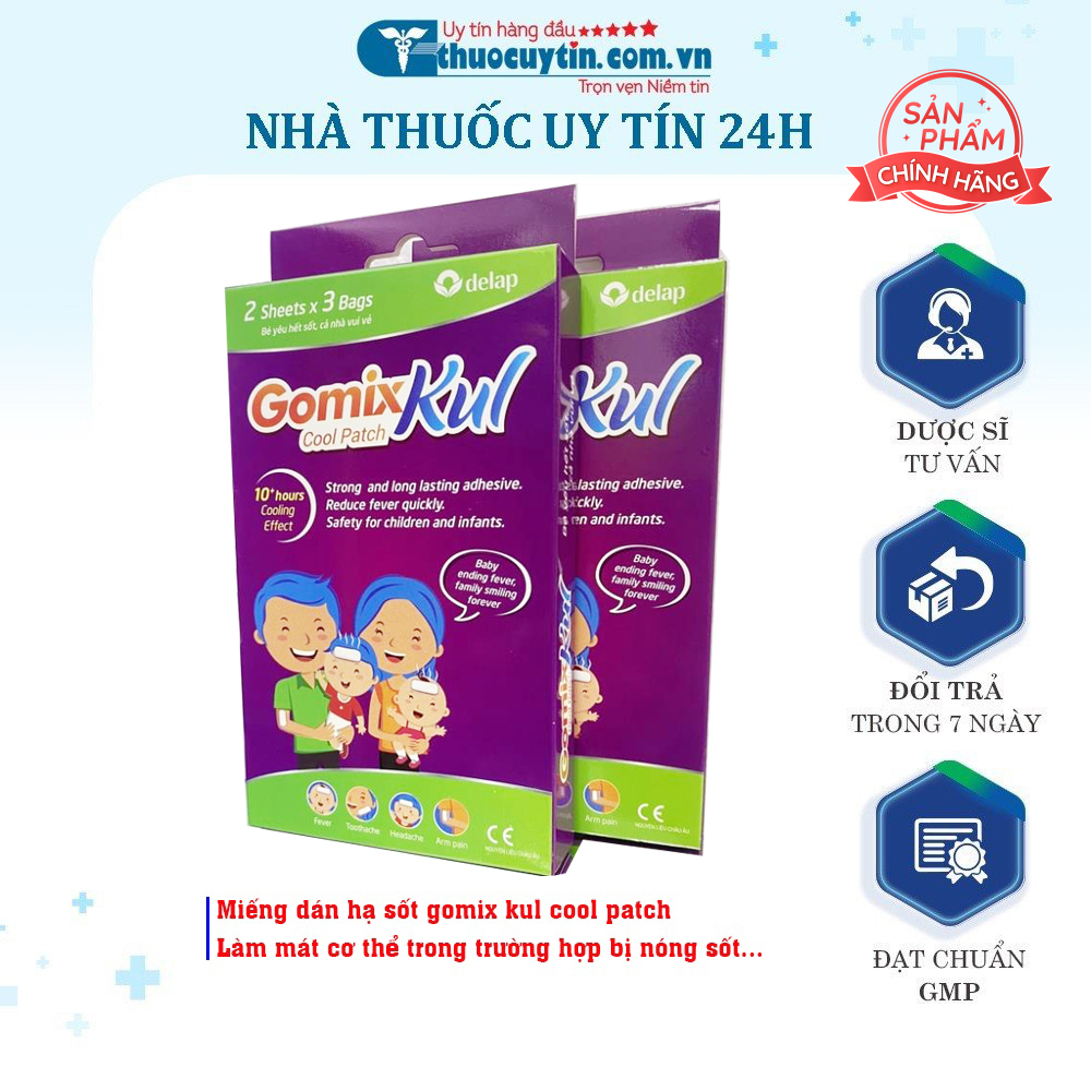 Miếng dán hạ sốt gomix kul cool patch delap 3 gói x 2 miếng, hạ sốt nhanh