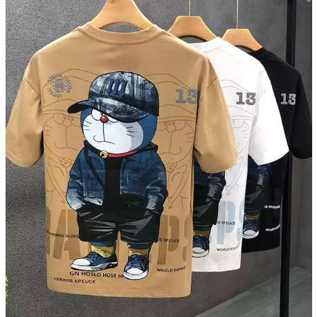 Áo thun cotton dáng rộng tay ngắn họa tiết Doremon cực ngầu , cotton 100%, Vải thun cao cấp, hàng xuất khẩu
