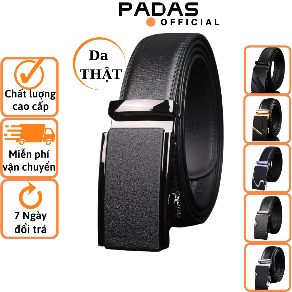 Thắt lưng nam cao cấp dây nịt nam cao cấp Padas dây lưng nam da bò thật 2 lớp khóa tự động xịn hàn quốc