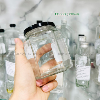 Bộ 10 hũ thủy tinh lục giác 380ml đựng gia vị, thực phẩm