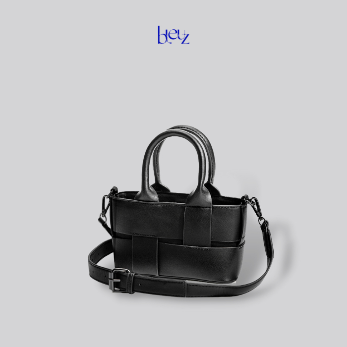 Túi Đeo Chéo Nữ Phong Cách Đan Tối Giản Da PU Phối Màu Đen/ Trắng/ Xanh Dương BleuZ - AMBITION Bag