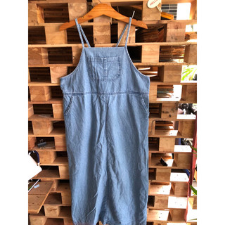 D091.Đầm yếm denim bigsize hiệu Boundary szM- 2hand