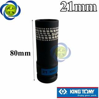 Tuýp 21mm kingtony 441521m đen dài mỏng loại 1/2 có 6 cạnh