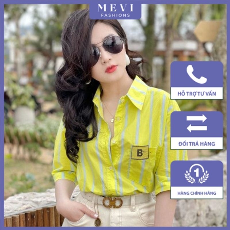 Áo sơ mi kẻ có túi tay lửng chất đẹp, thời trang nữ trẻ trung đủ size _C