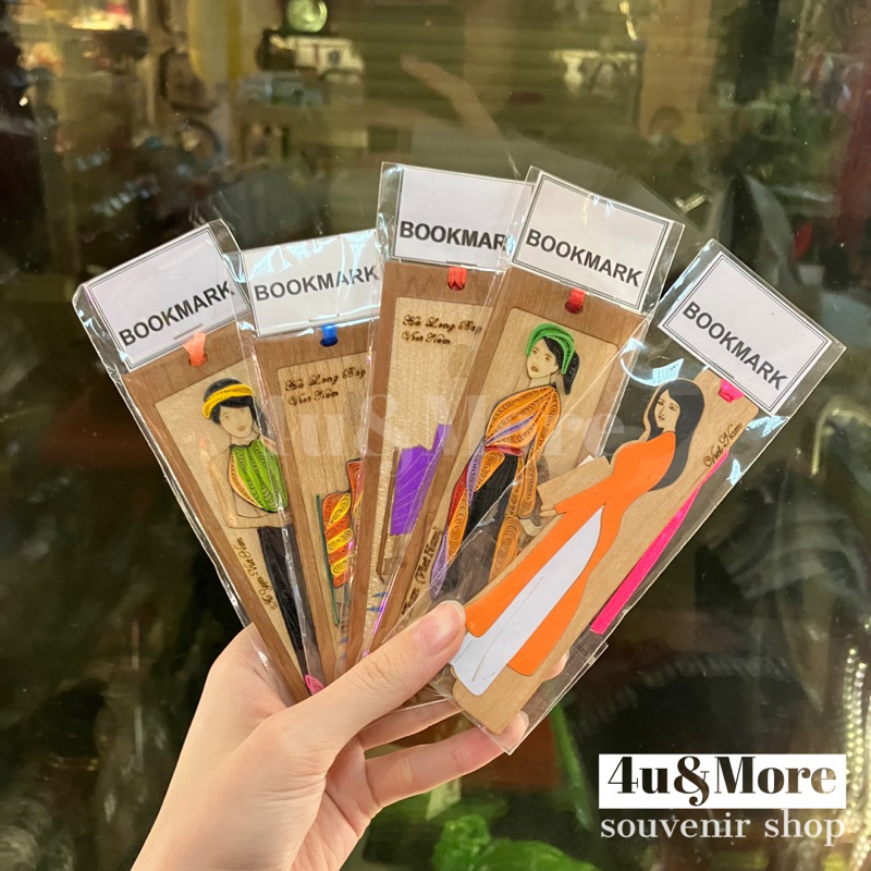 Kẹp sách giấy cuộn hình cô gái áo dài, phong cảnh Việt Nam