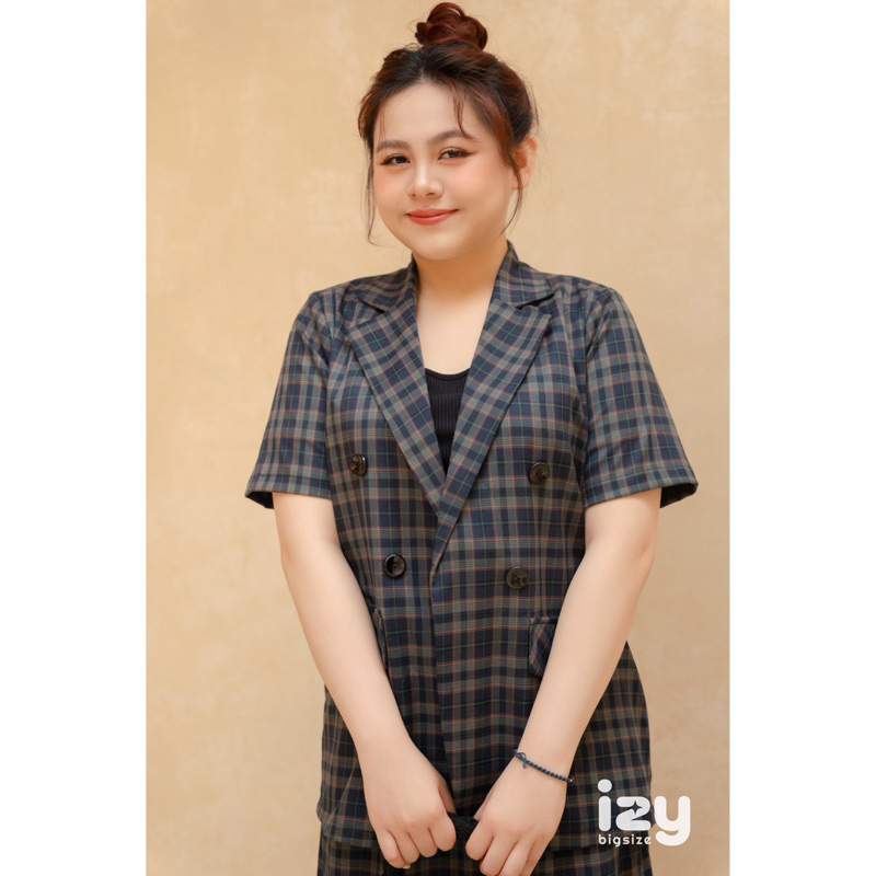 ÁO BLAZER BIGSIZE KẺ NẮP TÚI - 23A03 - IZYBYNHI