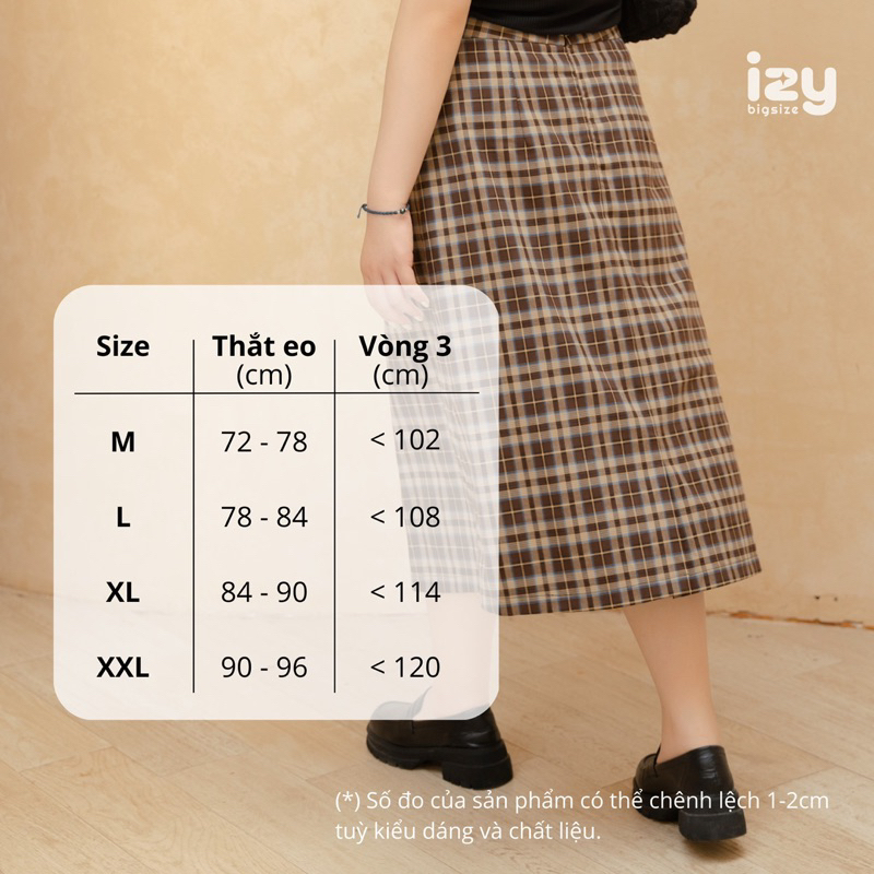 CHÂN VÁY DÀI BIGSIZE KẺ DÁNG A - 23CV02 - IZYBYNHI