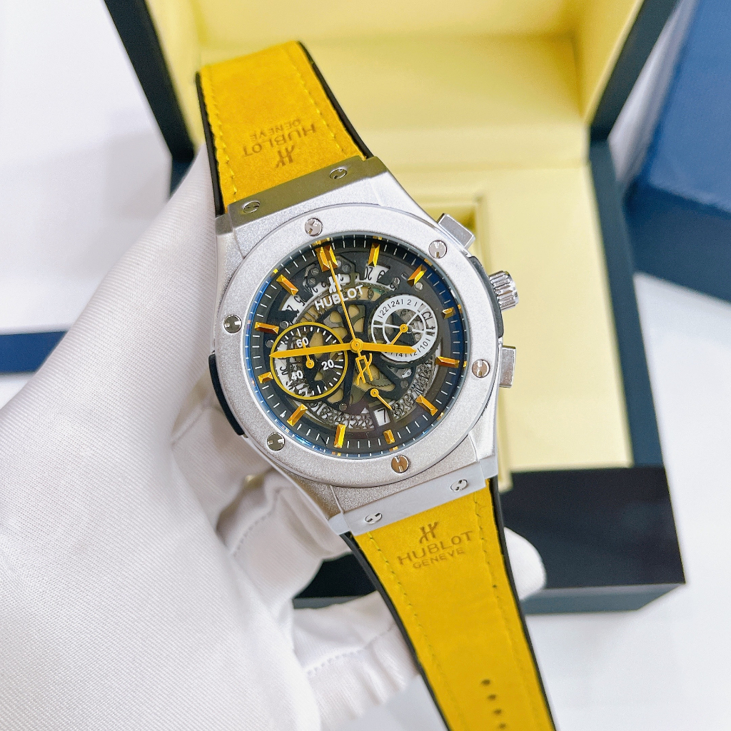 Đồng hồ nam H.U.B L.O.T, size mặt 42mm, kim trôi, máy pin, kính tráng Sapphire chống trày, chống nước 3 ATM, bảo hành 3