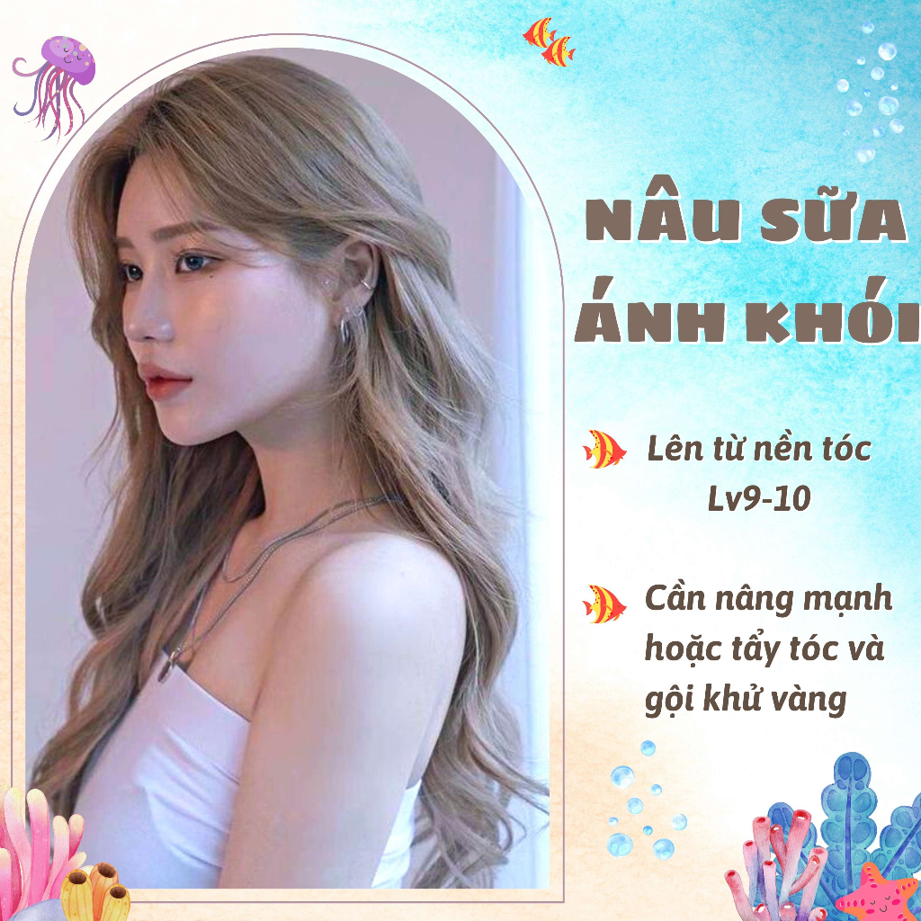 Kem Nhuộm Tóc Màu Nâu Sữa Ánh Khói - Risu Hair.