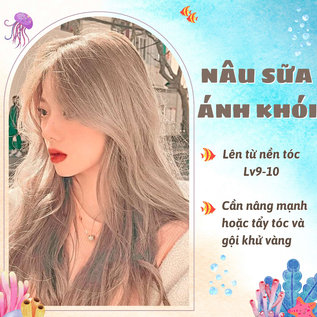 Kem Nhuộm Tóc Màu Nâu Sữa Ánh Khói - Risu Hair.