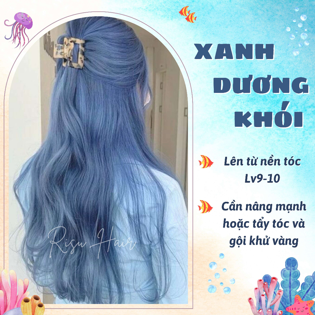 Thuốc Nhuộm Tóc Màu Xanh Dương Khói - Risu Hair.