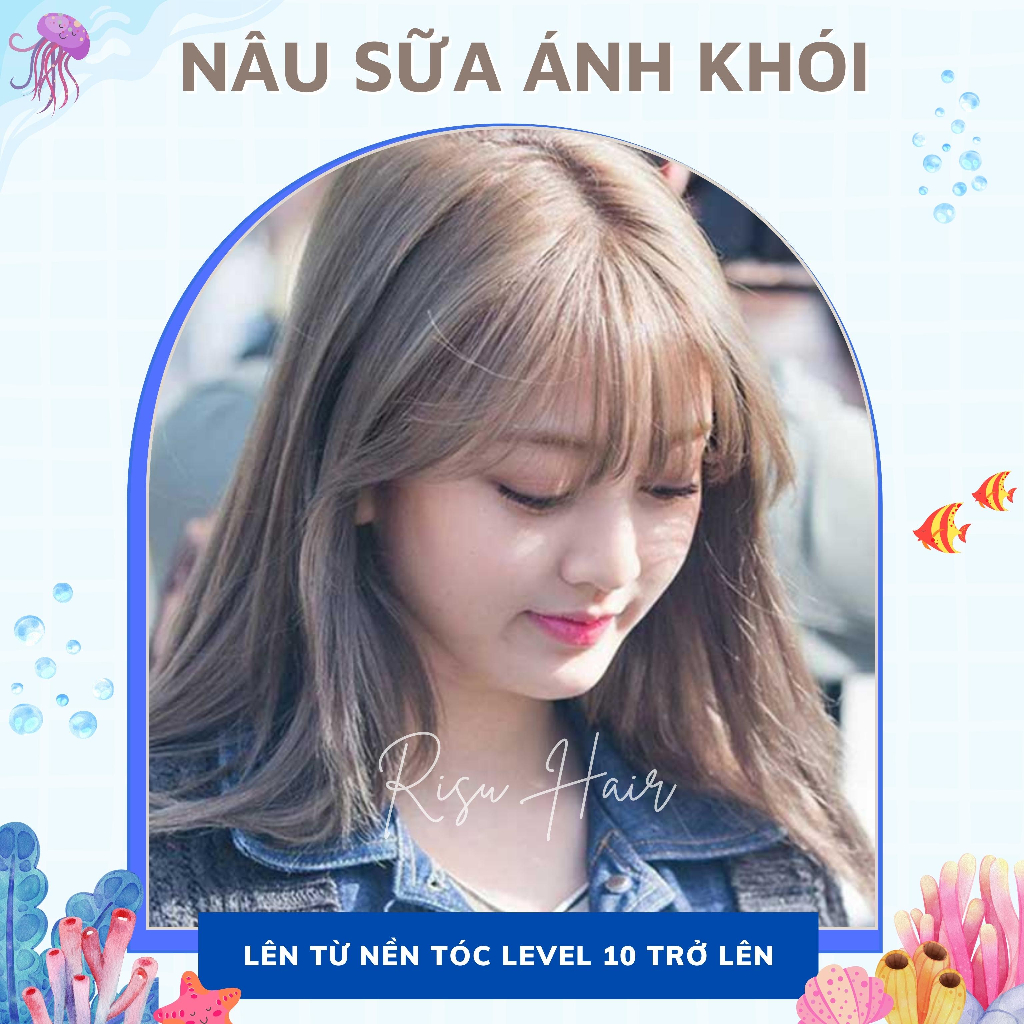 Kem Nhuộm Tóc Màu Nâu Sữa Ánh Khói - Risu Hair.