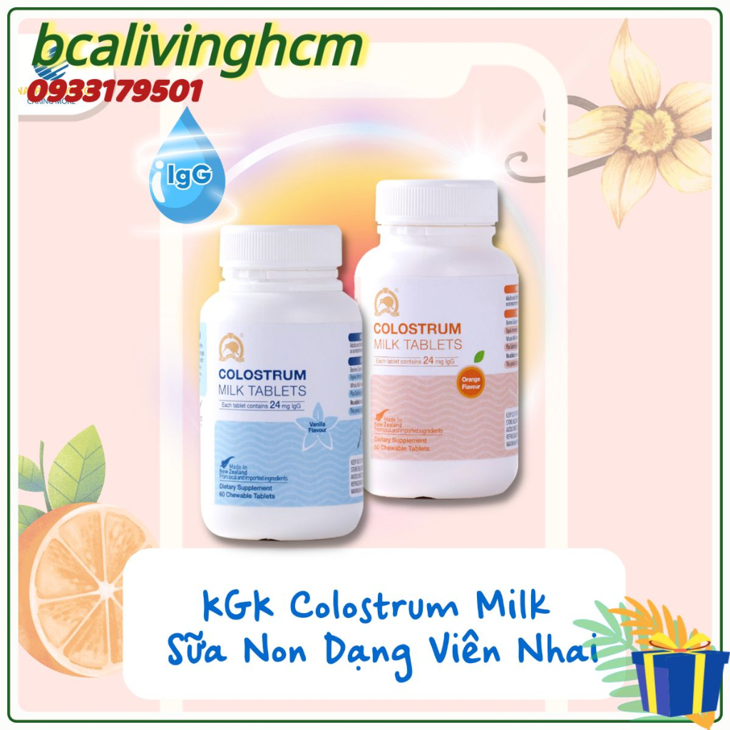 Sữa non viên nhai KGK Colostrum milk bổ sung Immunoglobulin Lactoferrin tăng cường miễn dịch hỗ trợ tiêu hóa